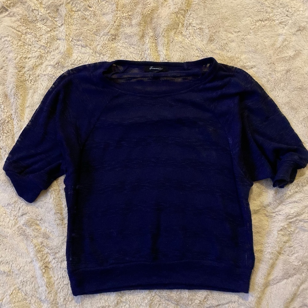 Blue See-Through Short Sleeve Top
